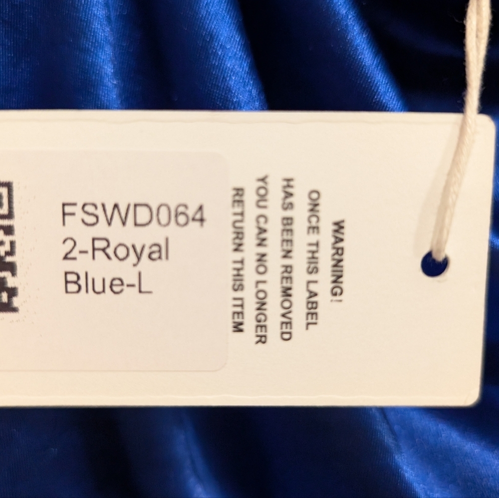 Faeriesty One Shoulder Sleeveless High Slit Blue Maxi Dress Large - Picture 12 of 12